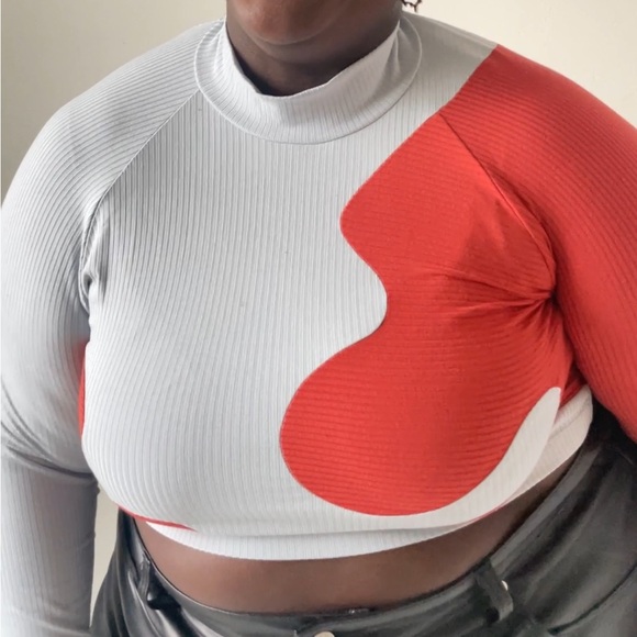 Ization Studios Squiggle Long Sleeve in Red/ Periwinkle 2X - Picture 3 of 10